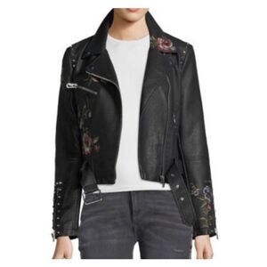 NWT Driftwood Faux Leather Biker Moto Floral Jacket